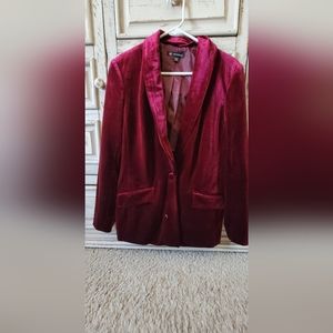 INC international concepts luxe velvet blazer burgundy
